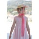 vestido de manga corta flores de color rosa blanca